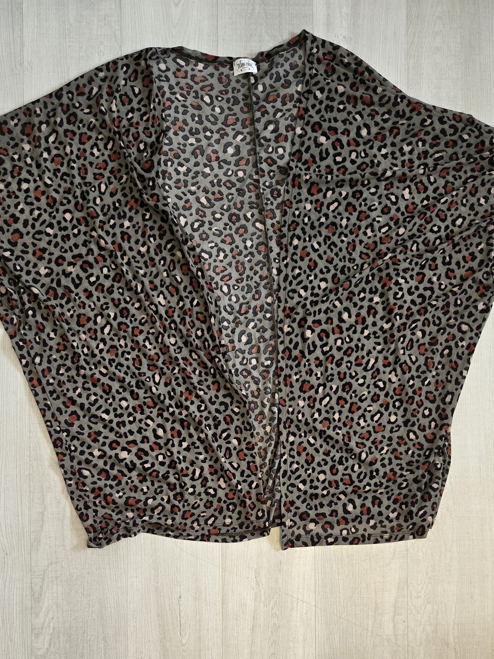 Leopard Print Open Front Women's Top in Olive Creen, Taupe and Rust